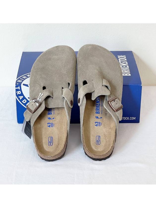 Boston Soft Footbed Suede Medium Narrow Slippers Taupe - BIRKENSTOCK - BALAAN 9