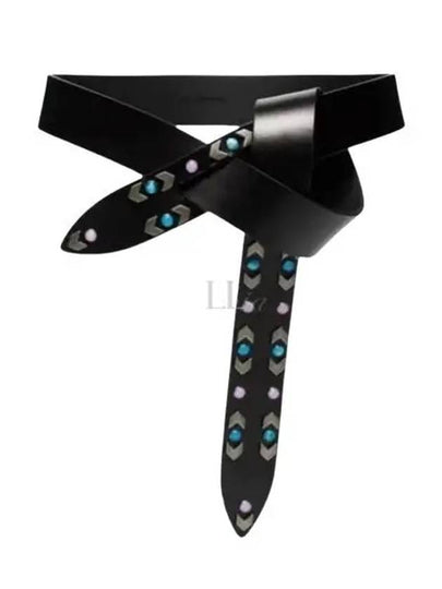 Lecce Stud Detail Leather Belt Black - ISABEL MARANT - BALAAN 2