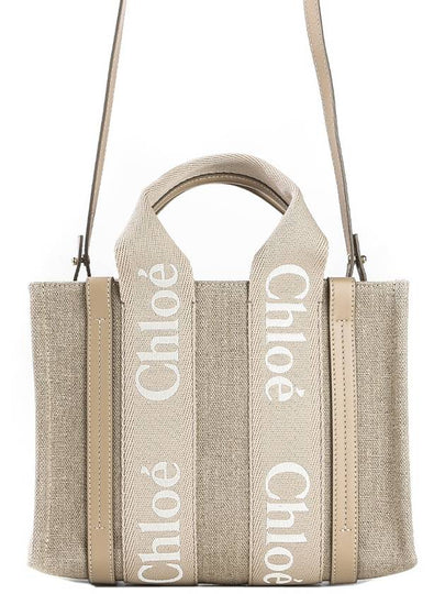 Woody Small Tote Bag Beige Linen - CHLOE - BALAAN 2