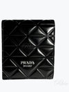 Logo Brushed Leather Half Wallet Black - PRADA - BALAAN 2