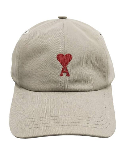 Embroidered Heart Logo Ball Cap Beige - AMI - BALAAN 2