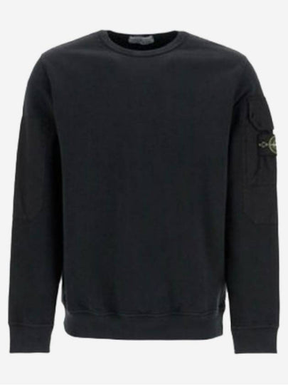 Brushed Organic Cotton Fleece Sweatshirt Black - STONE ISLAND - BALAAN 2