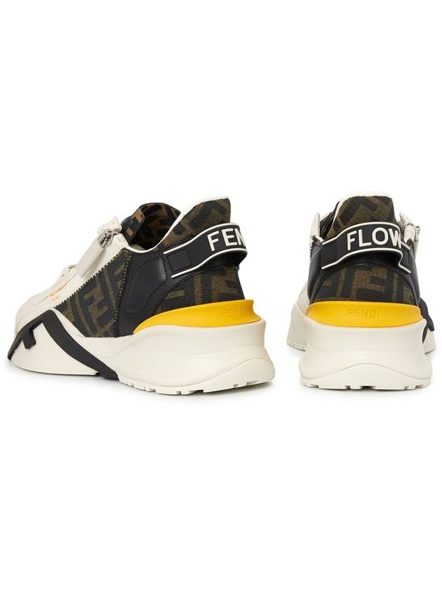 Flow FF Jacquard Leather Running Low Top Sneakers White - FENDI - BALAAN 7