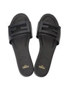 Baguette FF Logo Leather Slippers Black - FENDI - BALAAN 2