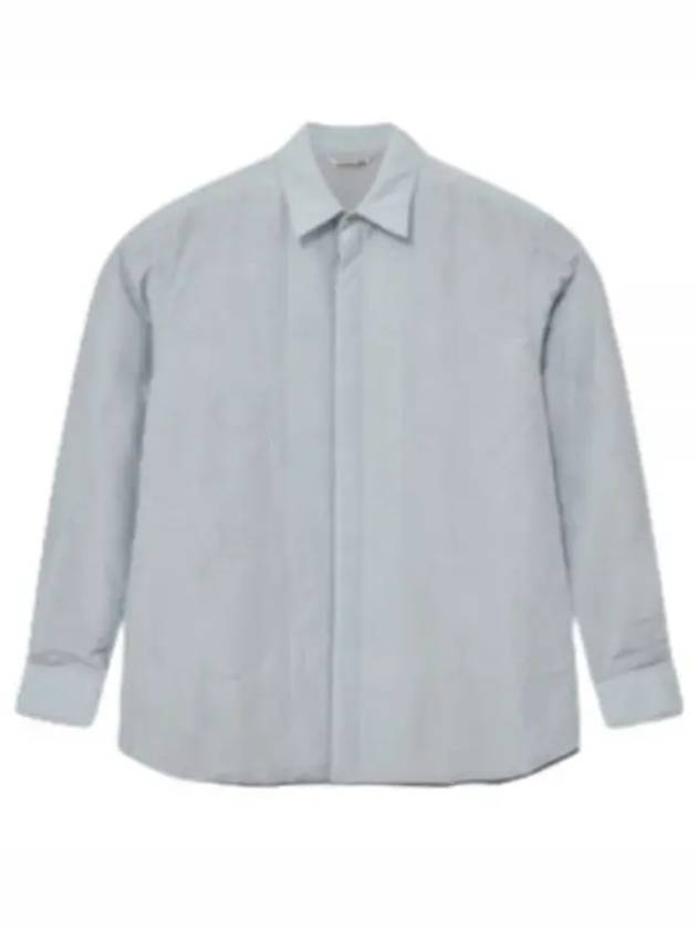 Men's Quilted Light Silk Cotton Long Sleeve Shirt Light Blue - AURALEE - BALAAN 2