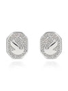 Swan Octagon Emblem Stud Earrings Silver - SWAROVSKI - BALAAN 6