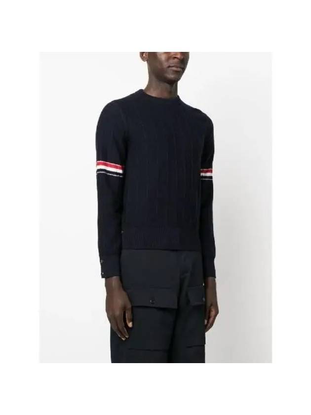 Wool Relaxed Pullover Knit Top Navy - THOM BROWNE - BALAAN 3