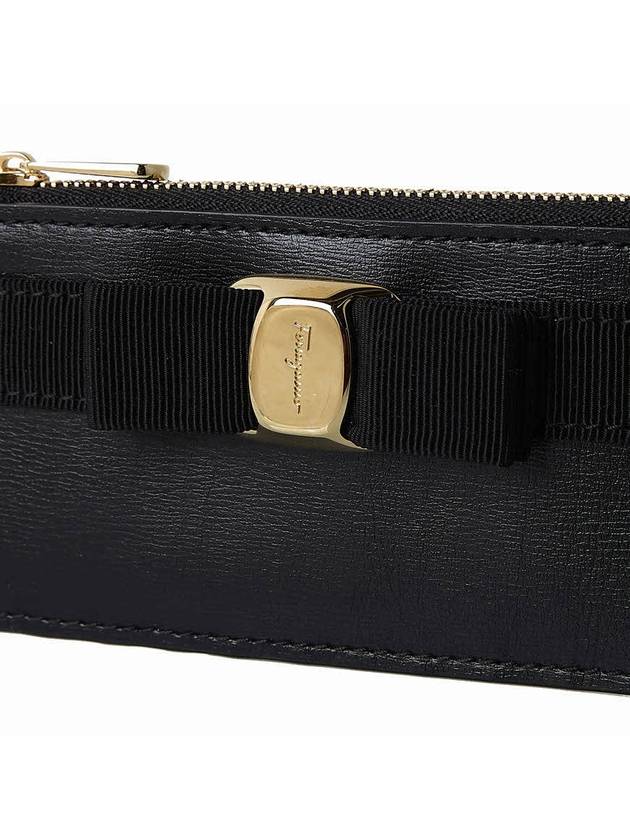 New Vara Bow Zipper Card Wallet Black - SALVATORE FERRAGAMO - BALAAN 7