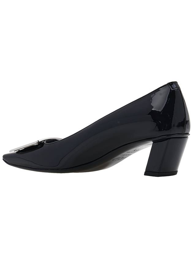 Buckle Patent Leather 45mm Square Toe Pumps Heel Black - ROGER VIVIER - BALAAN.