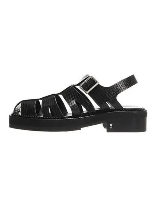 Cage Leather Sandals Black USV300 AL0006 - AMI - BALAAN 1