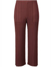 Pleats Please October 23 Monthly Color Pants JF143 Burgundy Brown Wine Pleated - ISSEY MIYAKE - BALAAN 1