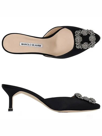 Hangisimu Satin Heel Mules Black - MANOLO BLAHNIK - BALAAN 2