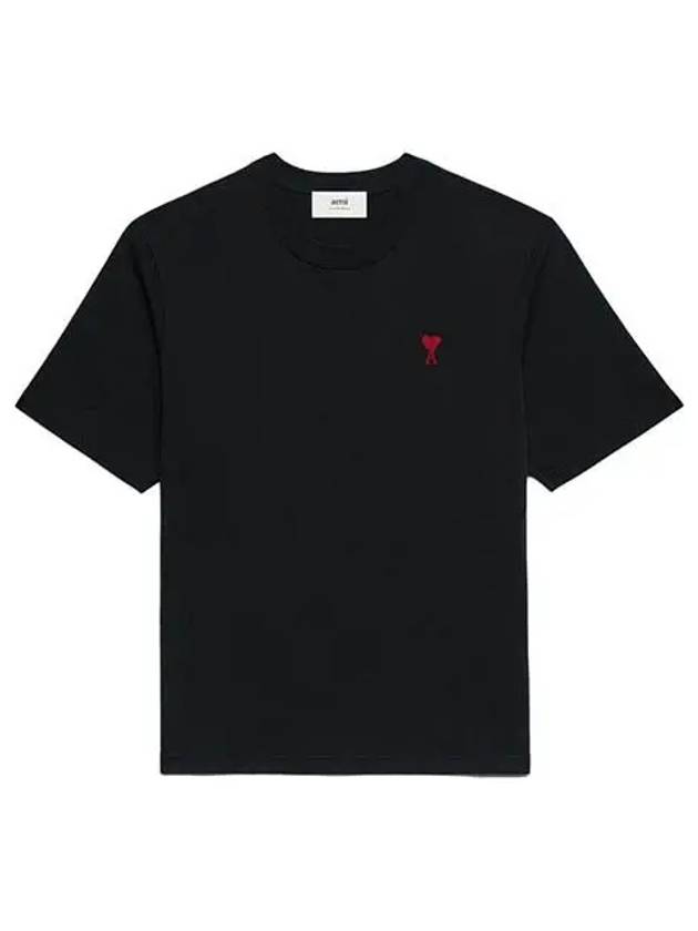 Small Heart Logo Boxy Fit Short Sleeve T-Shirt Black - AMI - BALAAN 2