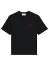 Small Heart Logo Boxy Fit Short Sleeve T-Shirt Black - AMI - BALAAN 3