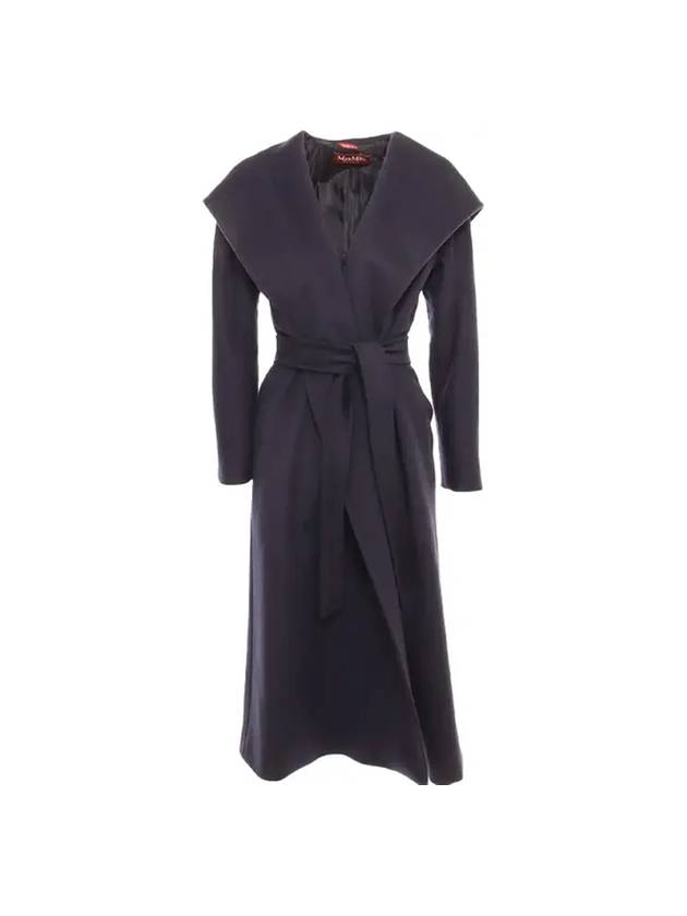 Bdanton Belted Wool Single Coat Navy - MAX MARA - BALAAN 1