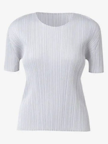 Basic Pleated Short Sleeve T-Shirt Light Grey - ISSEY MIYAKE - BALAAN 1