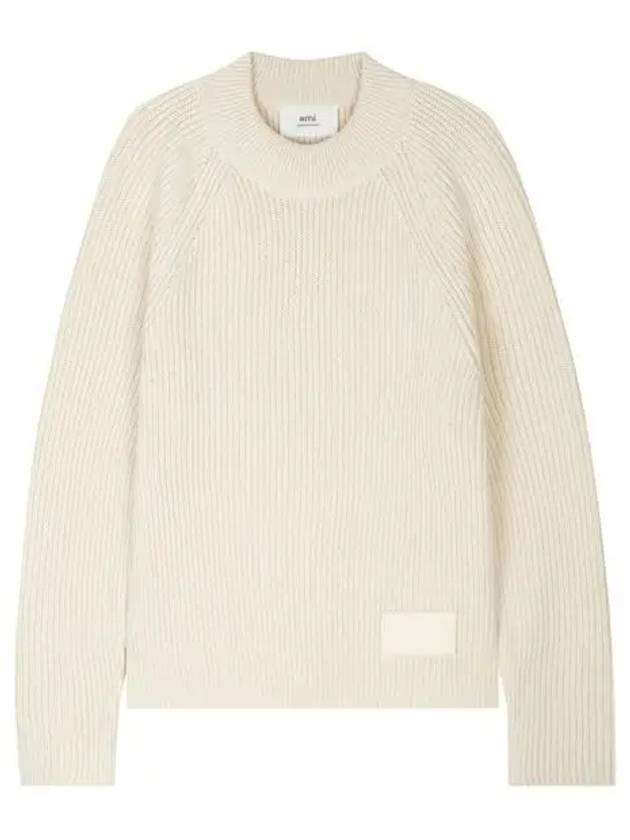 Logo Patch Basic Knit Top Ivory - AMI - BALAAN 2