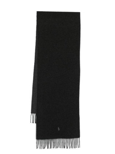 Embroidered Pony Cable Knit Scarf Black - POLO RALPH LAUREN - BALAAN 1