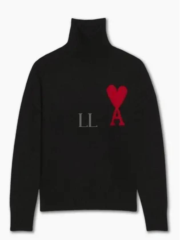 Intarsia Heart Logo Turtleneck Black - AMI - BALAAN 2