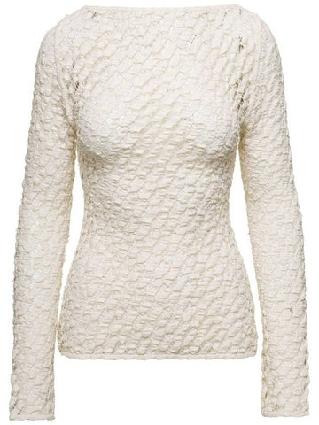 Beige Sweater With Boat Neckline In Cotton Blend Woman - ROHE - BALAAN 1