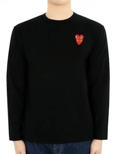 Men s Red Heart Patch Long Sleeve Black P1 T292 270904 1054410 - COMME DES GARCONS - BALAAN 1