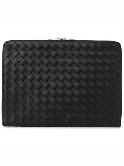 Intrecciato Calfskin Clutch Bag Black - BOTTEGA VENETA - BALAAN 2