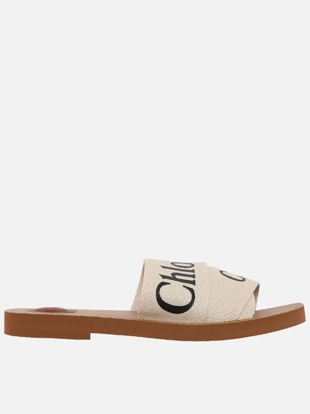 Woody Logo Flat Mule Slippers White - CHLOE - BALAAN 3