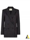 Logo Double Button Blazer Jacket Black - FENDI - BALAAN 2