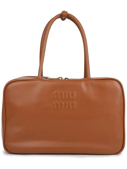 Leather Beau Tote Bag Cognac - MIU MIU - BALAAN 2