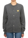 Comme des Gar ons Gold Wappen Wool Round Neck Cardigan Charcoal - COMME DES GARCONS PLAY - BALAAN 2