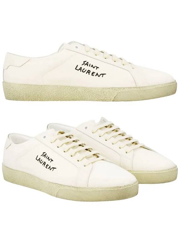 Court Classic SL/06 Embroidered Sneakers In Canvas And Leather Cream - SAINT LAURENT - BALAAN 2