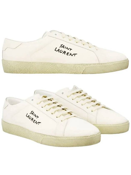 Court Classic SL/06 Embroidered Sneakers In Canvas And Leather Cream - SAINT LAURENT - BALAAN 2