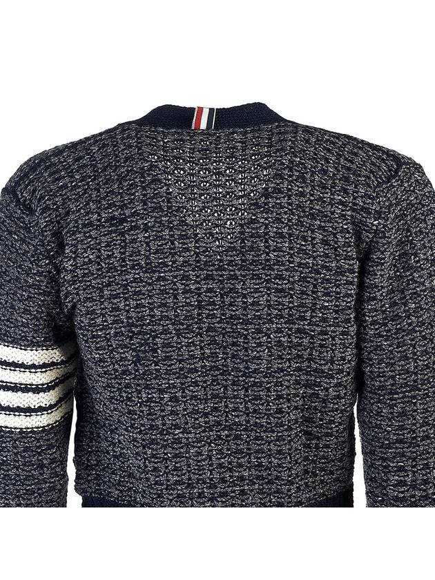 Mohair Tweed 4-Bar Classic V-neck Cardigan Navy - THOM BROWNE - BALAAN 6