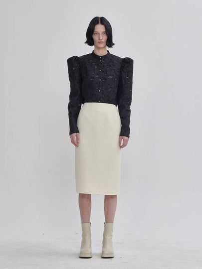 Tweed Bonding Slim Line Skirt Ivory - LIE - BALAAN 2