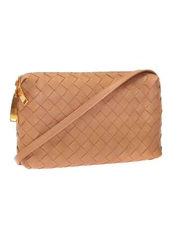 Intrecciato Leather Mini Cross Bag Camel - BOTTEGA VENETA - BALAAN 1