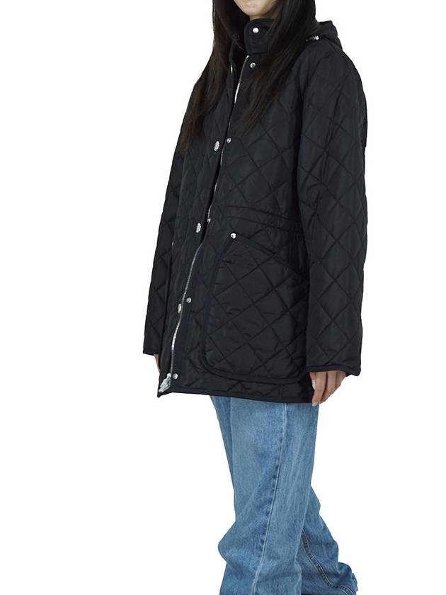 Diamond Quilted Long Nylon Jacket Black - BURBERRY - BALAAN 5