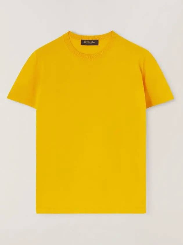 Angera Crewneck Cotton Short Sleeve T-Shirt Yellow - LORO PIANA - BALAAN 4