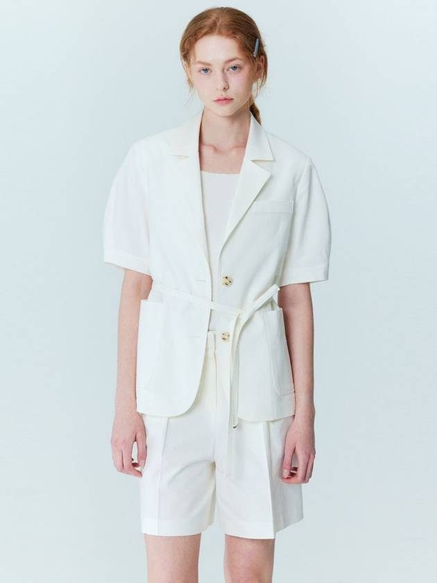 SET_Volume sleeve linen jacket_Bermuda pants_Ivory - OPENING SUNSHINE - BALAAN 1