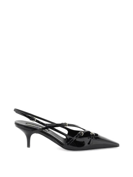 Patent leather slingback pumps with straps 5I013E 069 F0002 - MIU MIU - BALAAN 1