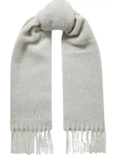 Pirni Embroidery Logo Alpaca Muffler Light Grey - ISABEL MARANT - BALAAN 2