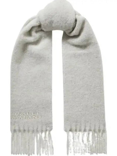 Pirni Embroidery Logo Alpaca Muffler Light Grey - ISABEL MARANT - BALAAN 1