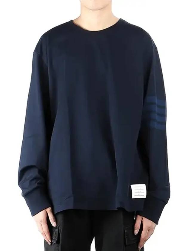 4 Bar Armband Tonal Long Sleeve T-Shirt Navy - THOM BROWNE - BALAAN 3