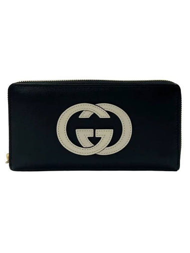 GG Logo Round Zipper Long Wallet Black - GUCCI - BALAAN 1