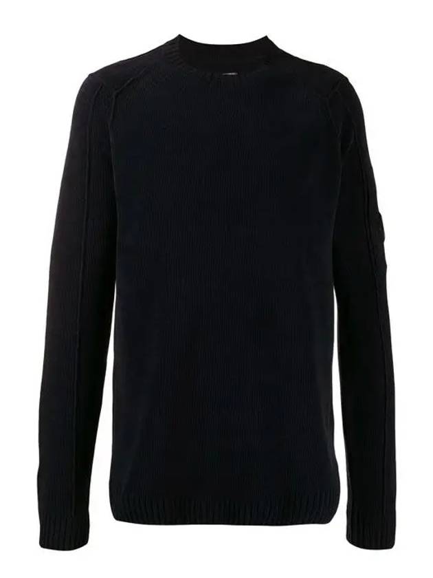 Lens Wappen Crew Neck Knit Top Black - CP COMPANY - BALAAN 3