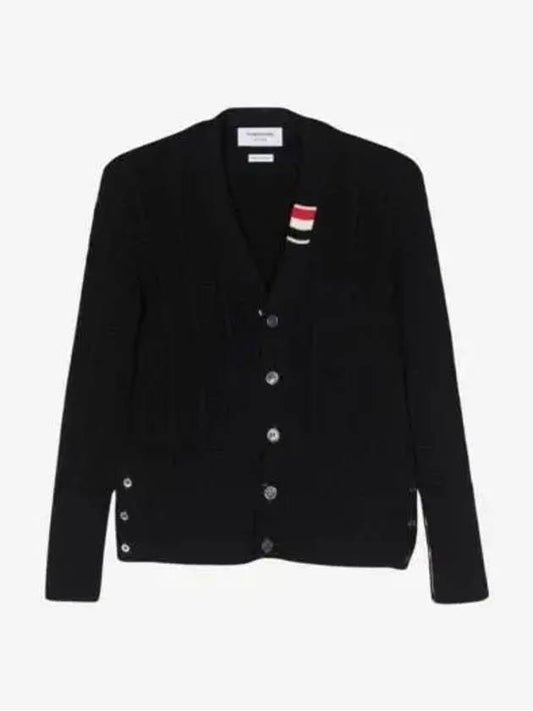 Cable Knitwear Virgin Wool Cardigan Navy - THOM BROWNE - BALAAN 2