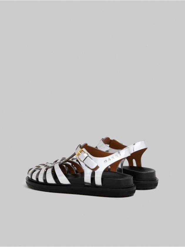 Mirror Leather Fisherman Sandals Silver - MARNI - BALAAN 4