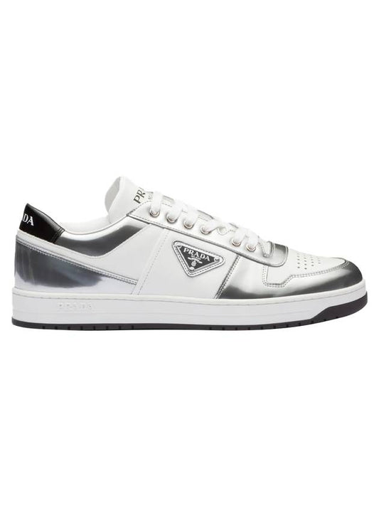 Downtown Logo Low Top Sneakers White Silver - PRADA - BALAAN 1