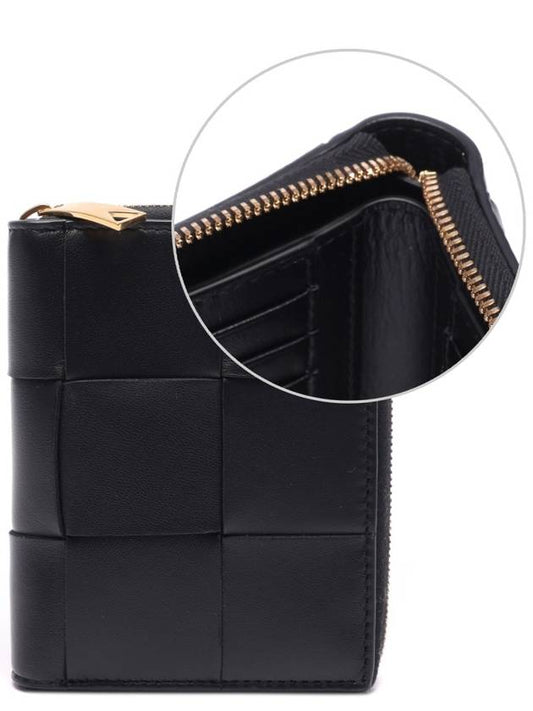 Intrecciato Zipper Around Half Wallet Black - BOTTEGA VENETA - BALAAN 2