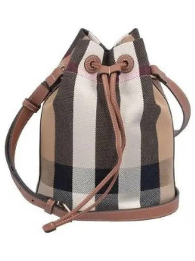 Check Small Bucket Bag Brown - BURBERRY - BALAAN 1