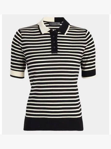 G FORE 24 CONTRAST STRIPE MERINO WOOL S SWEATER POLO GLS000002 ONYX Women Short Sleeve Sense - G/FORE - BALAAN 1